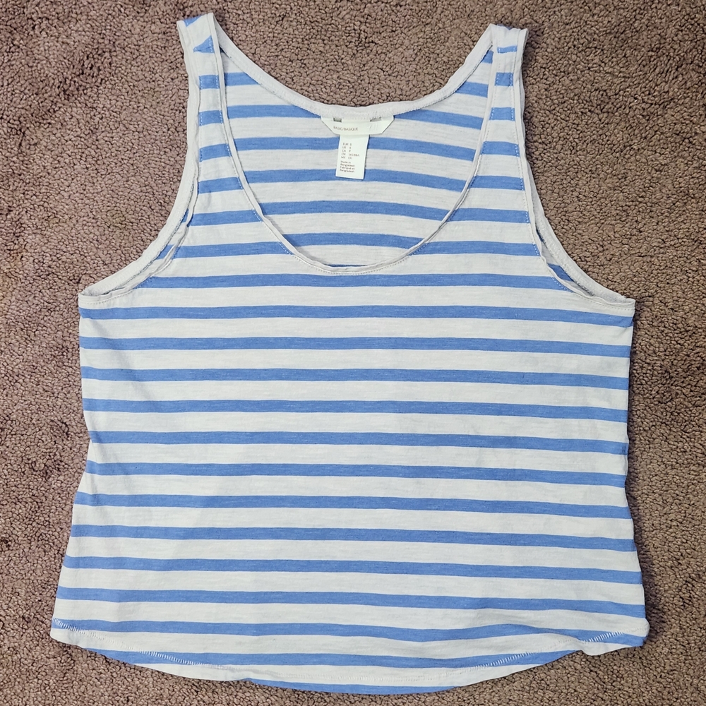 H&M Light Blue and White Striped Tank Top